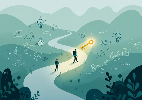 Person on path, self-discovery after AQ test score.