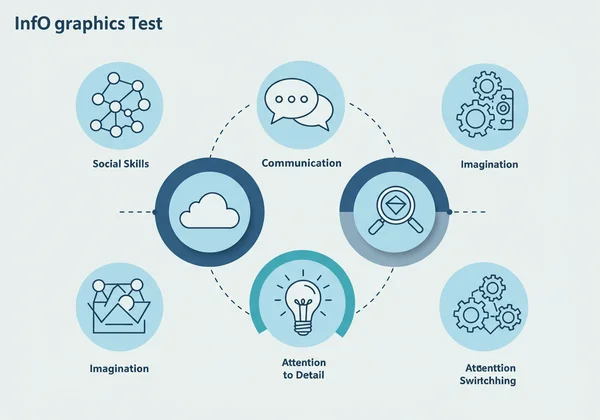 Graphic showing 5 core areas of the AQ test.