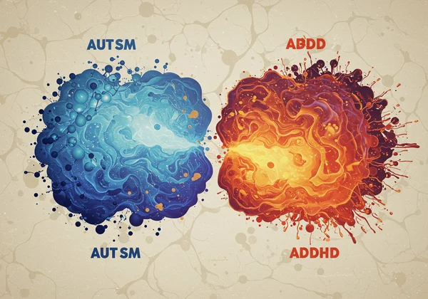 Abstract representation of autism and ADHD overlapping