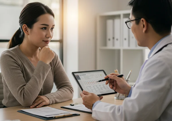 Person discusses AQ test results with a doctor