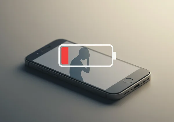 Autistic social battery concept, low charge icon with a person