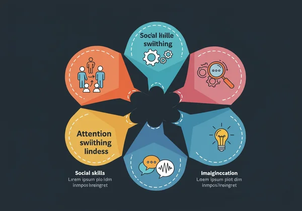 Infographic showing five dimensions of Autism Quotient