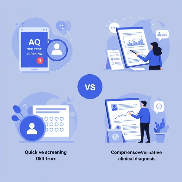 Visual comparing AQ test vs clinical autism diagnosis