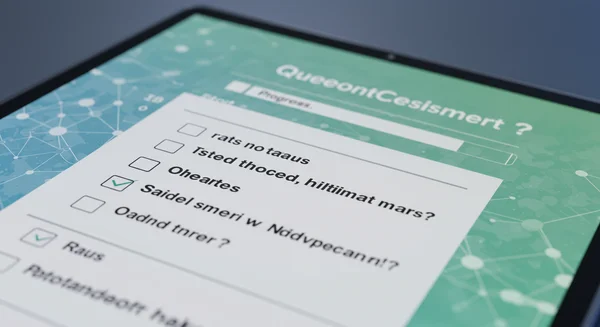 Digital screen showing an AQ test questionnaire interface